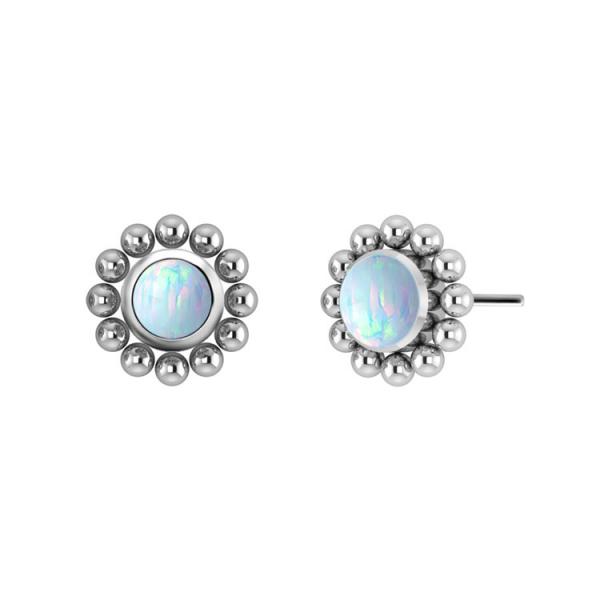 TITANIUM THREADLESS CLUSTER ATTACHMENT SET W. LAB CREATED OPALS
