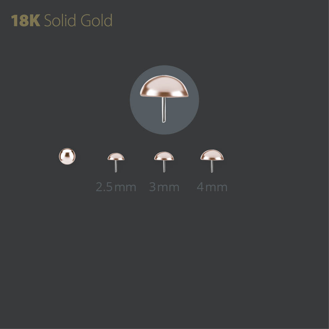 18K ROSE GOLD THREADLESS DOMED DISC ATTACHMENT