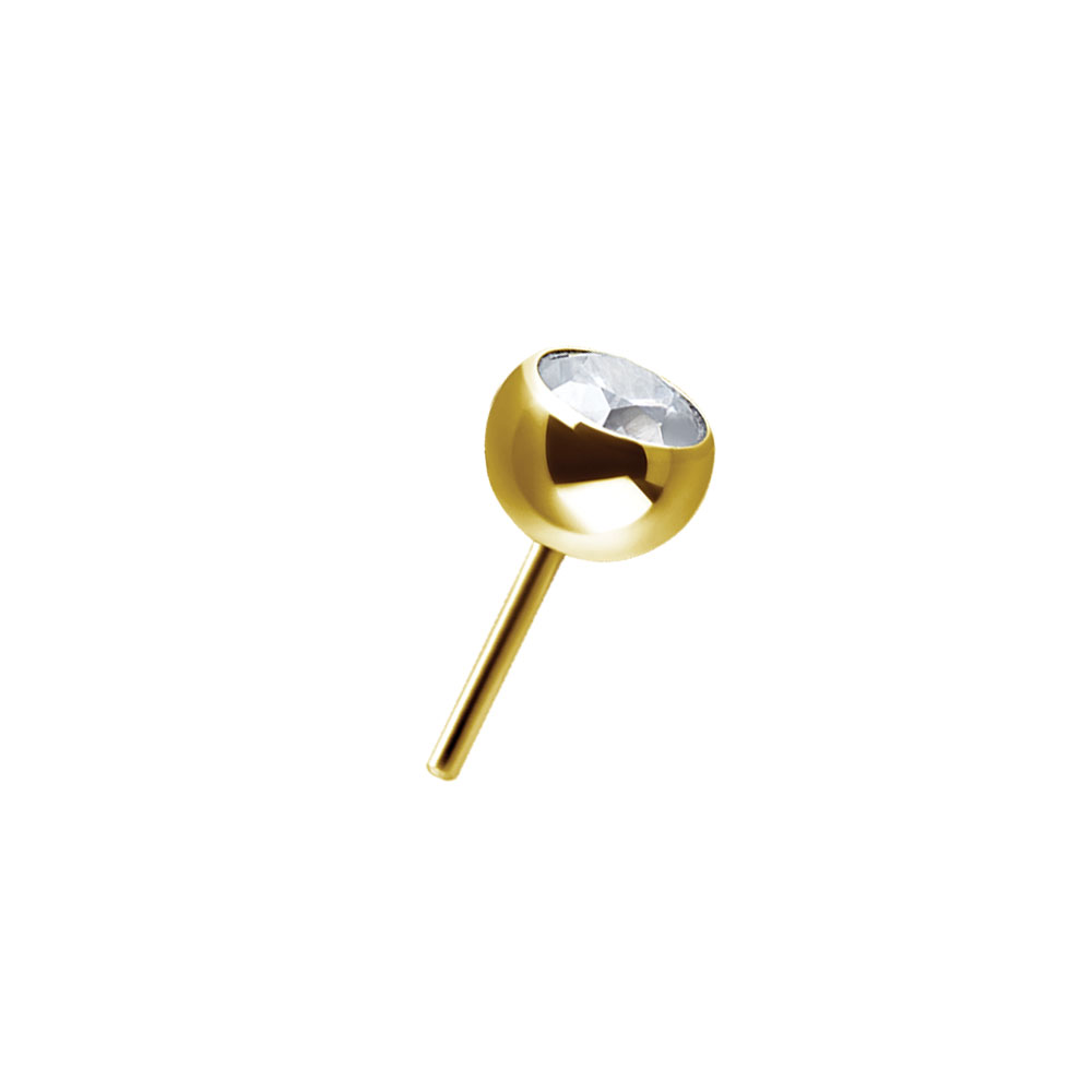 24K GOLD PVD TITANIUM JEWELLED THREADLESS 2,5MM BALL SET W.PREMIUM ZIRCONIA 2.5MM