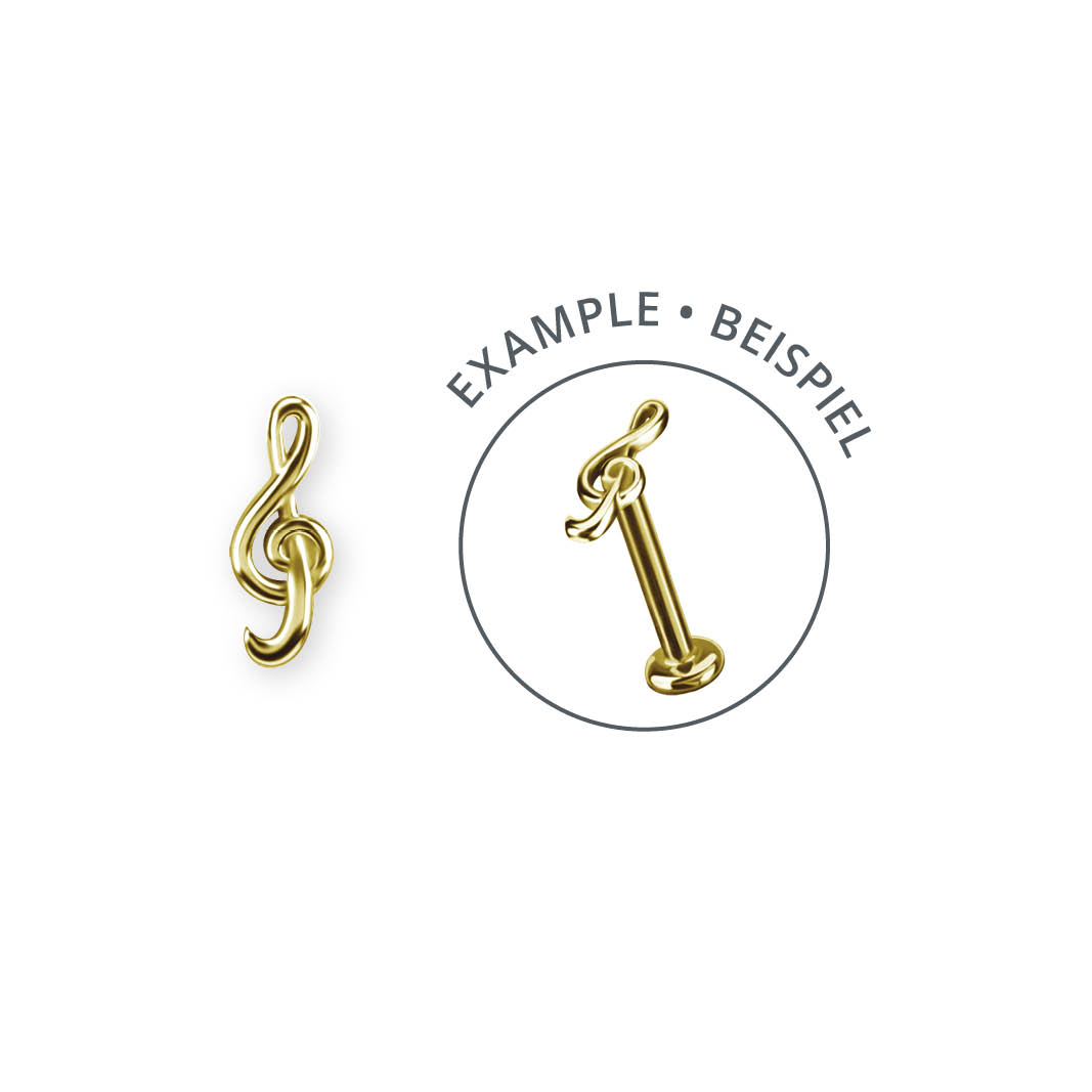 24K GOLD PVD SS316L THREADLESS TREBLE CLEF ATTACHMENT