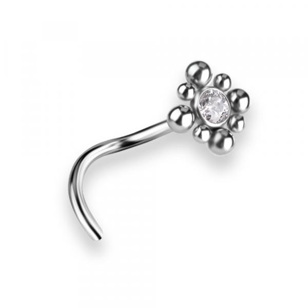 TITANIUM CURVED DISC NOSE STUDS SET W. PREMIUM ZIRCONIA