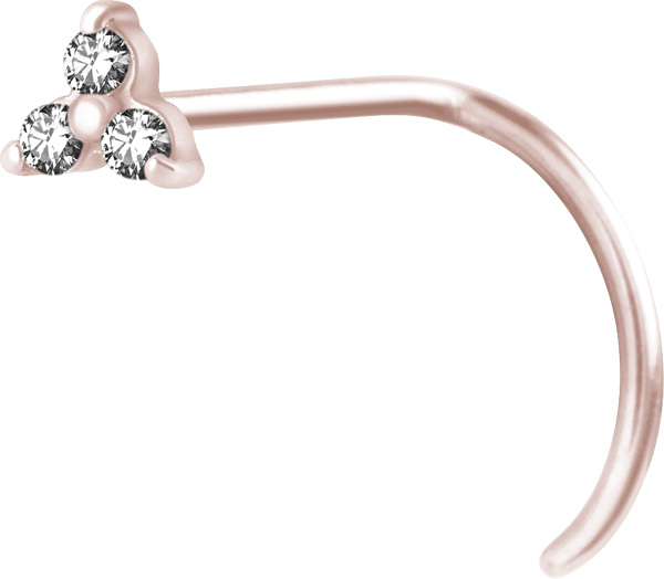 ROSE GOLD PVD SS316L NOSE STUD (TRINITY, CZ PRONG SETTING)