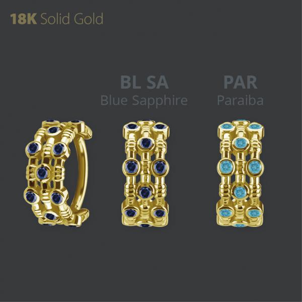 18K GOLD CLICKER SET W. LAB CREATED GEMSTONE