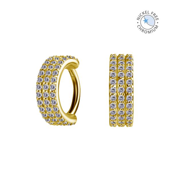 18K GOLD PVD CoCr NF HINGED SEGMENT RING SET W. PREMIUM ZIRCONIA