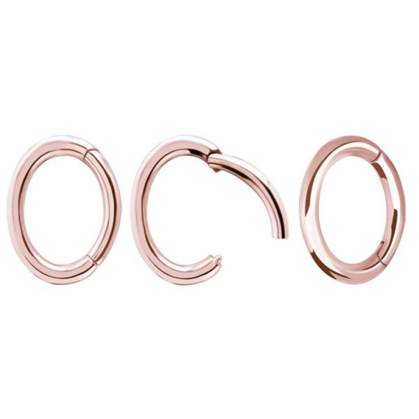 ROSE GOLD PVD SS316L ROOK OVAL HINGED RINGS (ROUND PROFILE)