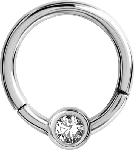 SS316L JEWELLED DISC HINGED RING FOR UPPER LIP