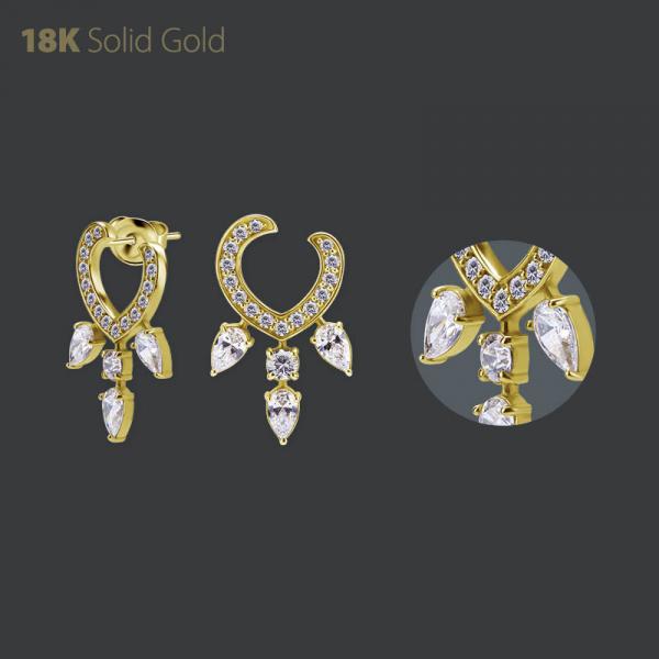 18K GOLD EAR STUD SET WITH PREMIUM ZIRCONIA (PAIR)
