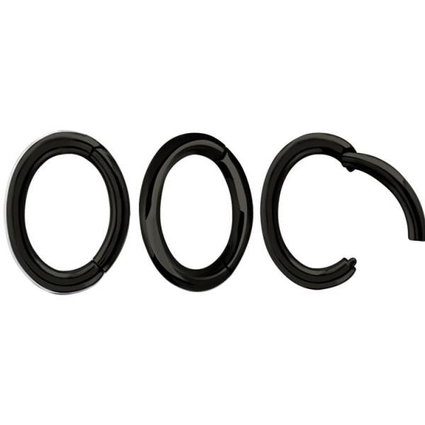 BLACK PVD SS316L ROOK OVAL HINGED RINGS (ROUND PROFILE)