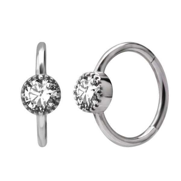 SS316L HINGED RING SET W. CUBIC ZIRCONIA 4MM