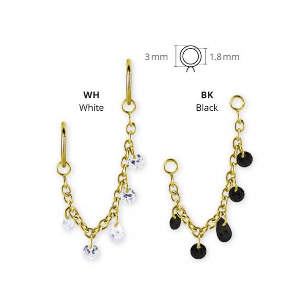 24K GOLD PVD SS316L CONNECTING CHAINS FOR 24KSBCR05 FLOATING ZIRCONIA DANGLE