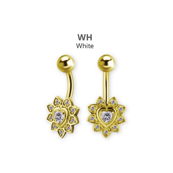 24K GOLD PVD SS316L INTERNAL BELLY BANANA SET W. PREMIUM ZIRCONIA
