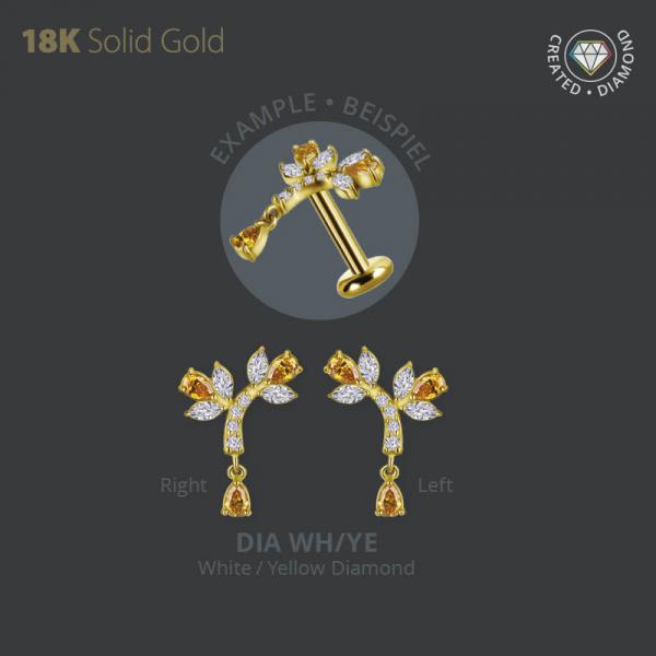 18K GOLD  MICRO ATTACHMENT SET W. LAB CREATED DIAMONDS