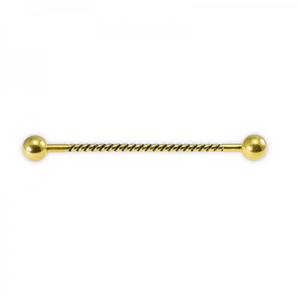 24K GOLD PVD SS316L ROPE TEXTURE INDUSTRIAL BARBELLS