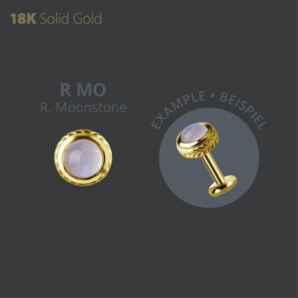 18K GOLD INTERNAL MICRO ATTACHMENT SET W. GENUINE RAINBOW MOONSTONE