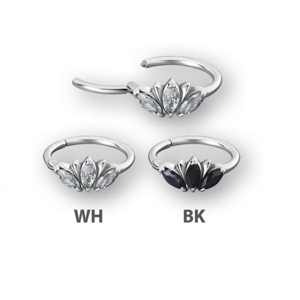 SS316L HINGED RING WITH MARQUISE CLUSTER SETTING