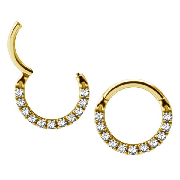 24K GOLD PVD SS316L CLICKER SET W.PREMIUM ZIRCONIA (FRONT FACING)