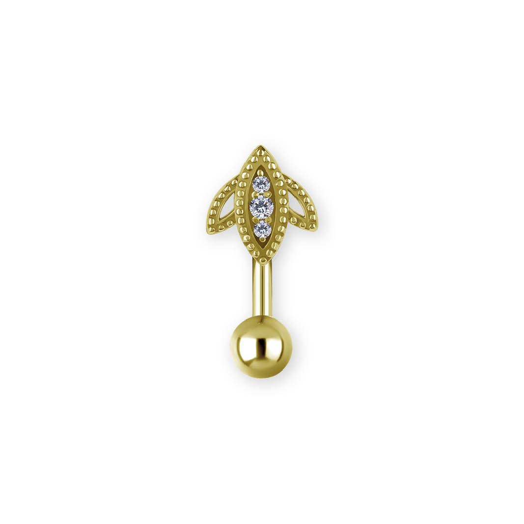 24K GOLD PVD SS316L BELLY BANANA SET W. PREMIUM ZIRCONIA