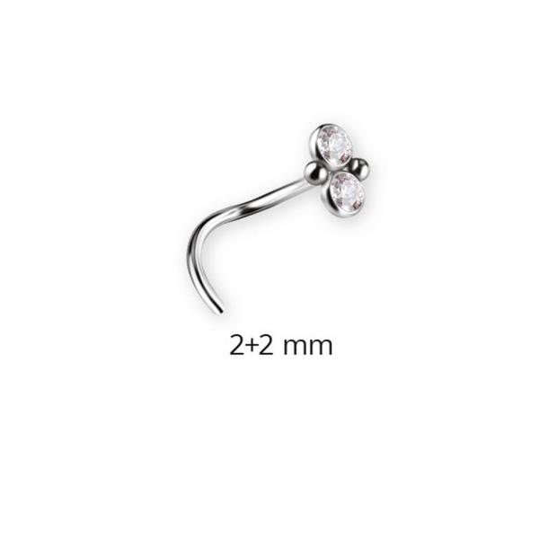 TITANIUM CURVED DISC NOSE STUDS SET W. PREMIUM ZIRCONIA