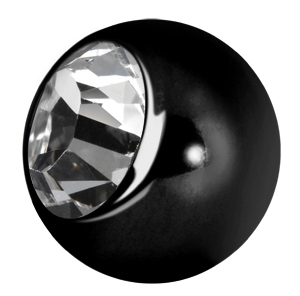 BLACK PVD TITANIUM JEWELLED 2.5MM MICRO BALLS (BIG STONE)