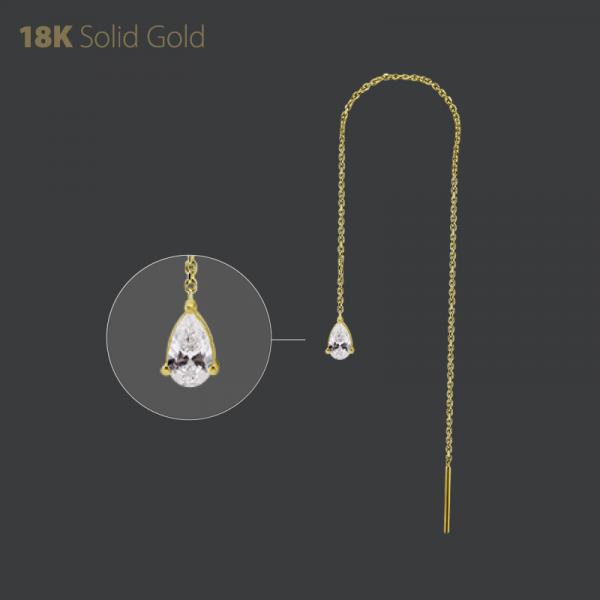 18K GOLD THREADER CHAIN (10CM)  WITH PEAR SHAPE PREMIUM ZIRCONIA