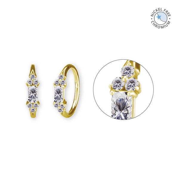 18K GOLD PVD CoCr NF HINGED SEGMENT RING SET W. PREMIUM ZIRCONIA