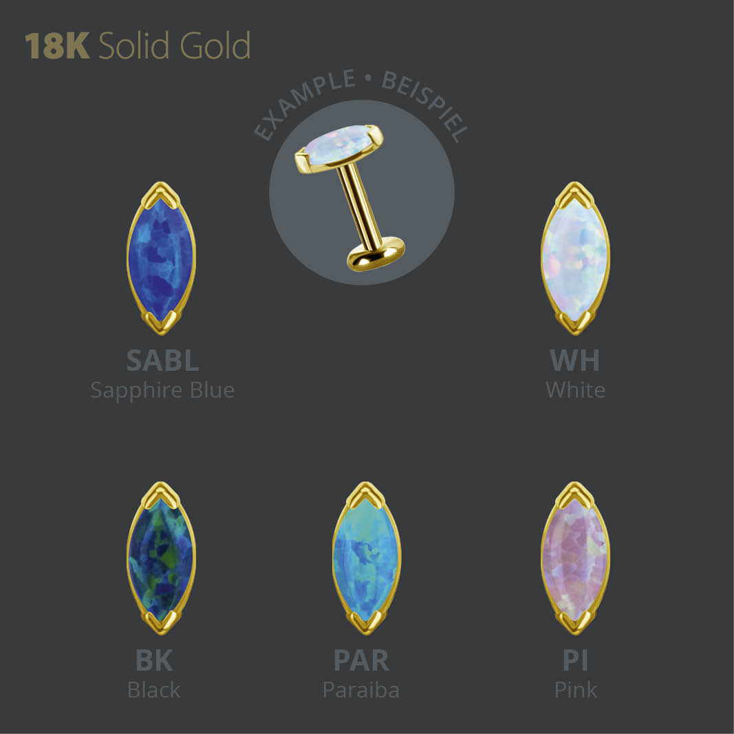 18K GOLD INTERNAL MARQUISE MICRO ATTACHMENT SET WITH LAB CREATED OPAL