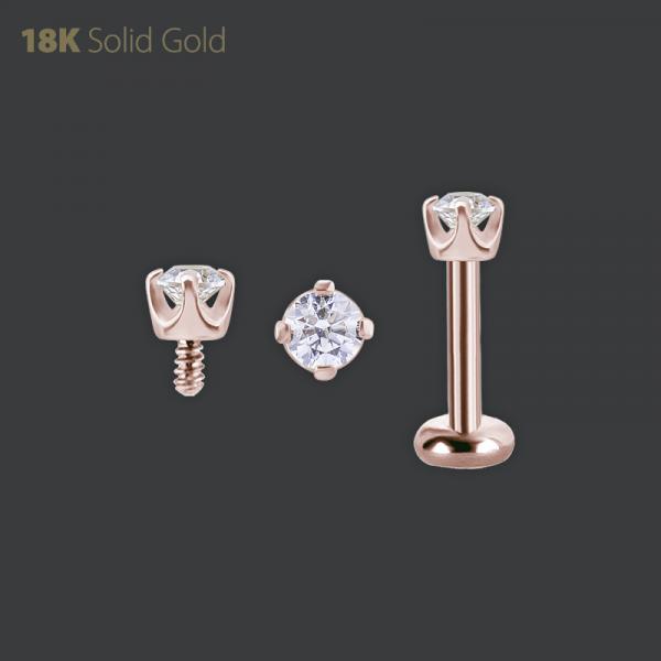 18K ROSE GOLD INTERNAL MICRO ATTACHMENT SET W. PREMIUM ZIRCONIA