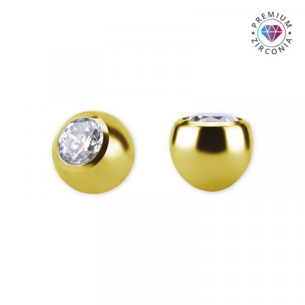 24K GOLD PVD TITANIUM JEWELLED BALLS 3MM SET WITH PREMIUM ZIRCONIA
