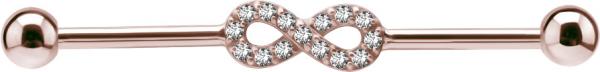 ROSE GOLD PVD SS316L INDUSTRIAL CRYSTAL BARBELLS SET W. CUBIC ZIRCONIA