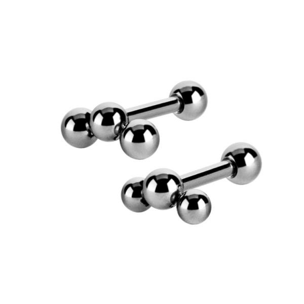 SS316L TRAGUS / HELIX  BARBELL WITH MICRO BALLS (TRIPLET)