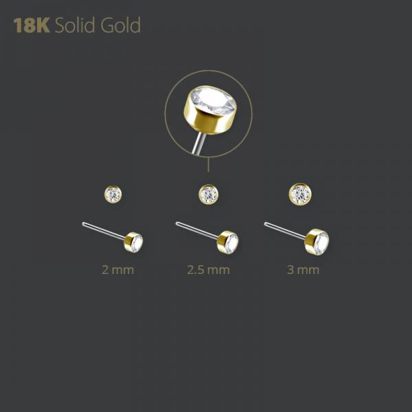 18K GOLD THREADLESS  ATTACHMENT DISC SET W. PREMIUM ZIRCONIA