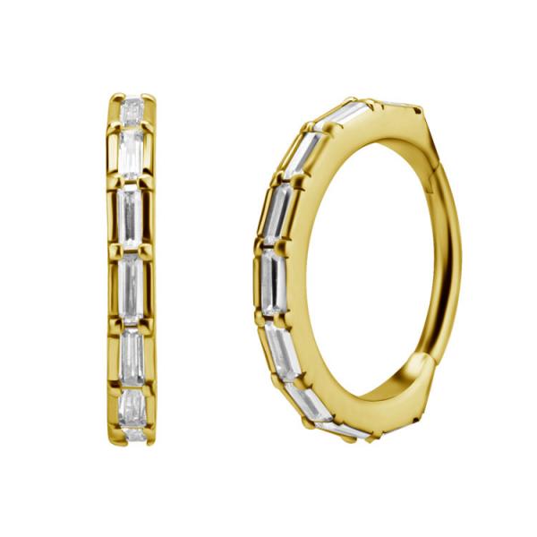 24K GOLD PVD SS316L RING SET W. BAGUETTE CUBIC ZIRCONIA