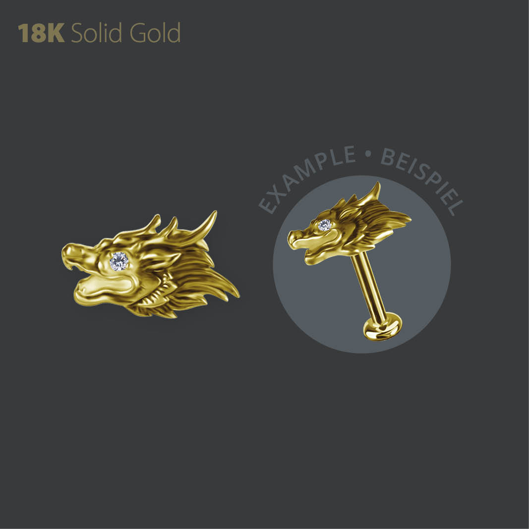 18K GOLD DRAGON HEAD INTERNAL MICRO ATTACHMENT SET WITH PREMIUM ZIRCONIA - EMPTY