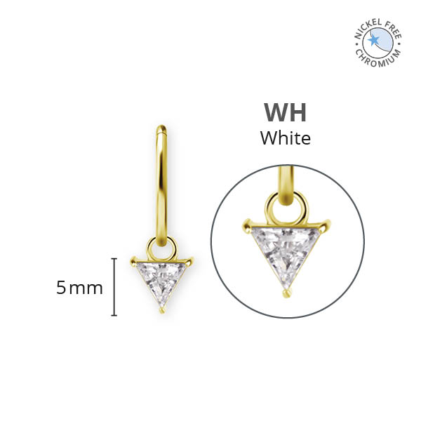 18K GOLD PVD CoCr NF TRIANGLE CHARMS FOR HINGED RINGS SET W.PREMIUM ZIRCONIA