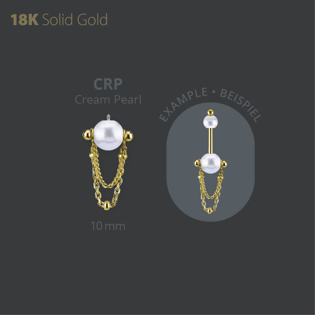 18K GOLD INTERNAL VERTICAL HELIX MICRO ATTACHMENT SET W. FRESHWATER PEARL