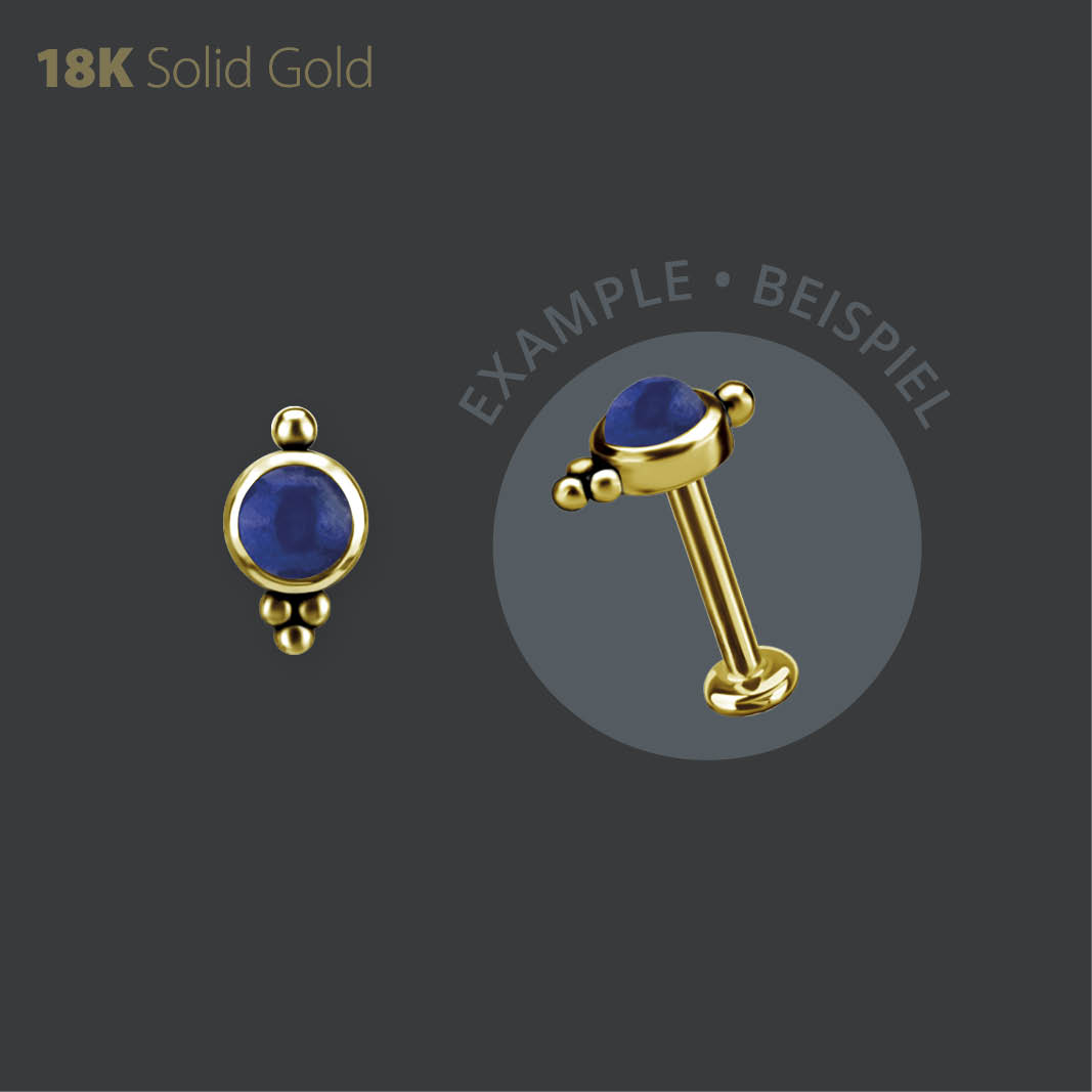 18K GOLD THREADLESS ATTACHMENT SET W. GENUINE LAPIS LAZULI