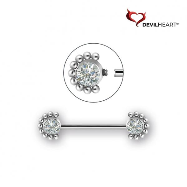 TITANIUM JEWELLED INTERNAL NIPPLE BARBELLS SET WITH PREMIUM ZIRCONIA