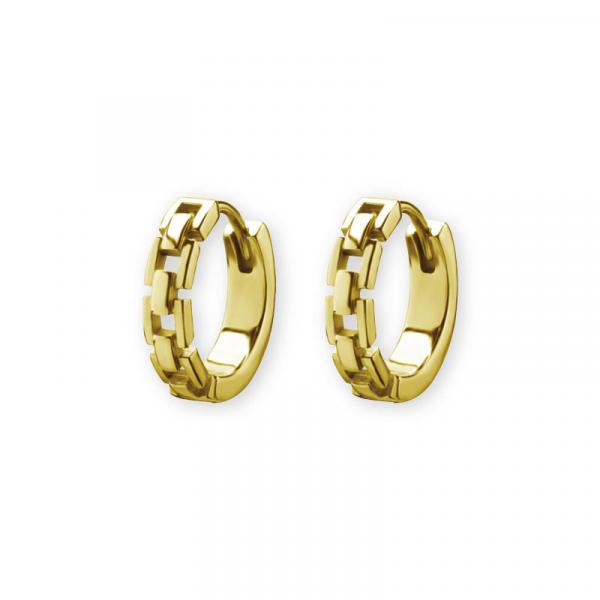 24K GOLD PVD SS316L HOOP EARRINGS (CHAIN STYLE) (PAIR)