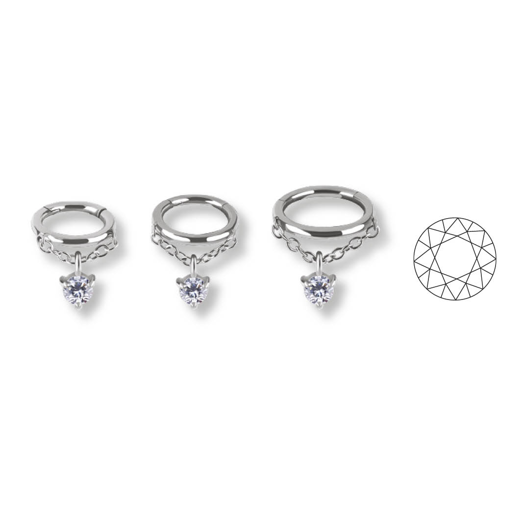 SS316L CLICKER W. ROUND PREMIUM ZIRCONIA DANGLE