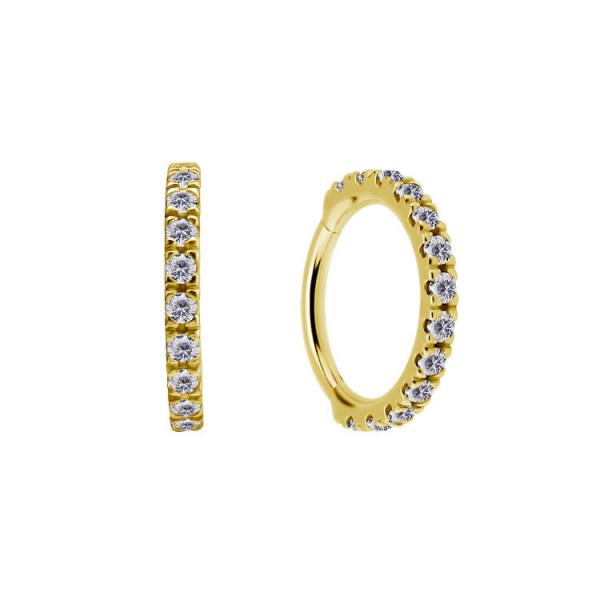 24K GOLD PVD SS316L HINGED CLICKER SET W. PREMIUM ZIRCONIA