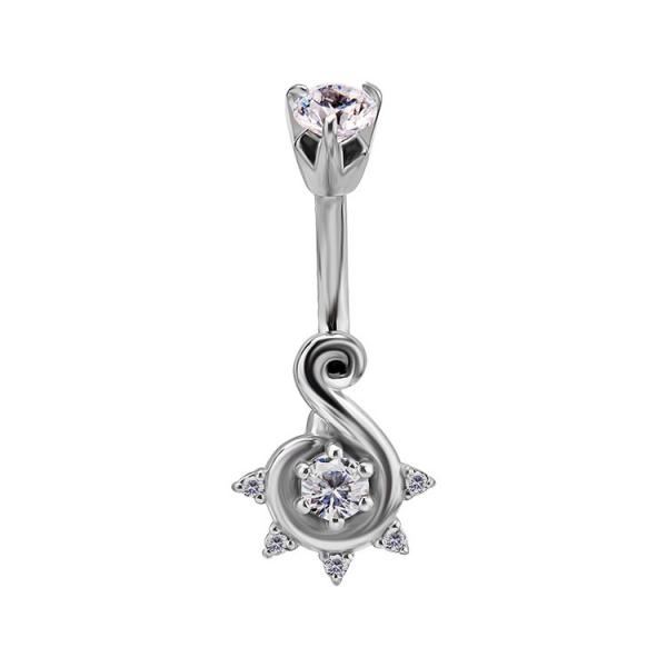 SS316L DOUBLE JEWELLED BELLY BANANA BINDI STYLE SET W. CUBIC ZIRCONIA
