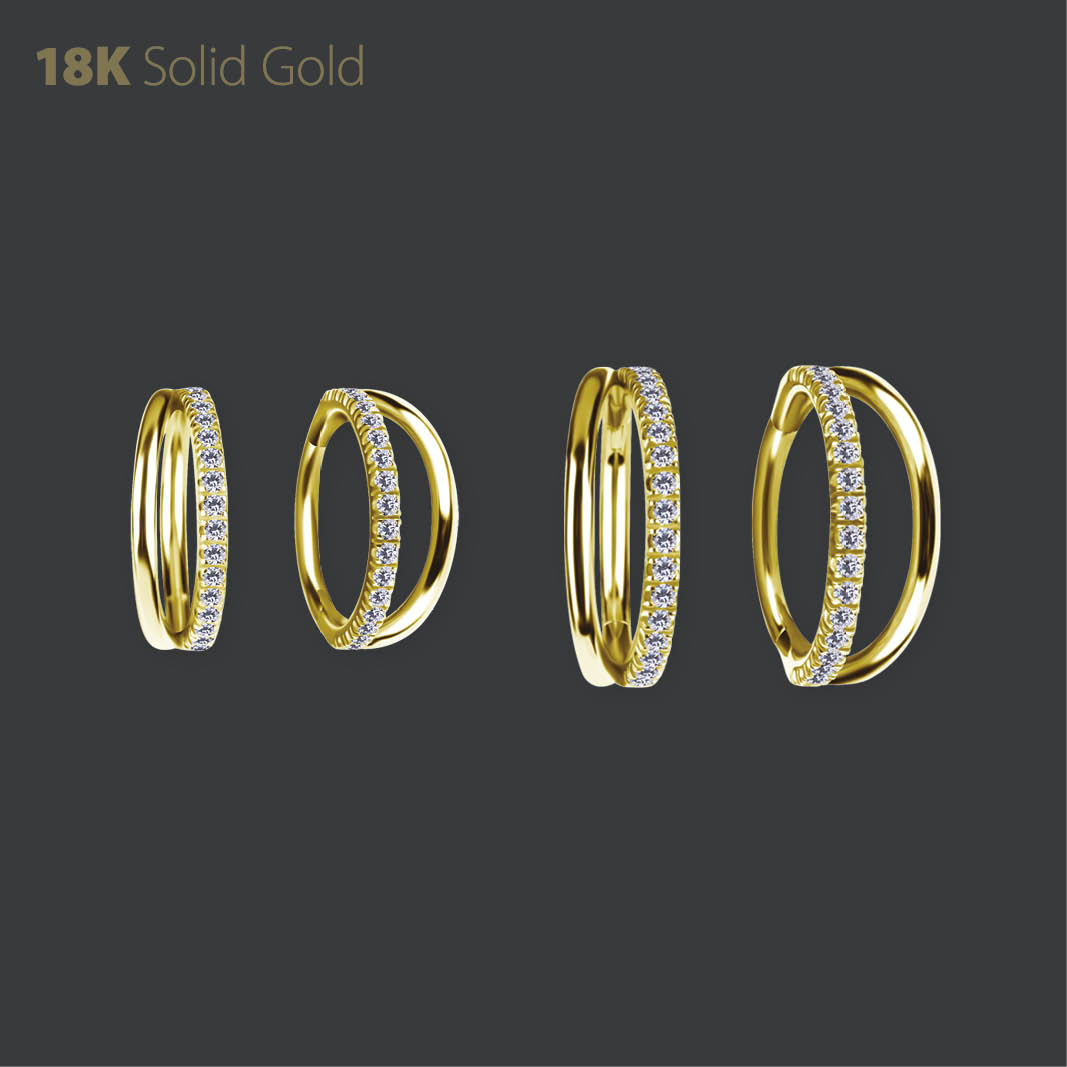 18K GOLD HINGED RING SET W. PREMIUM ZIRCONIA