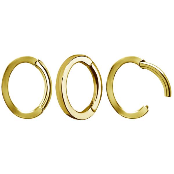 24K GOLD PVD SS316L ROOK OVAL HINGED RINGS (SQUARE PROFILE)