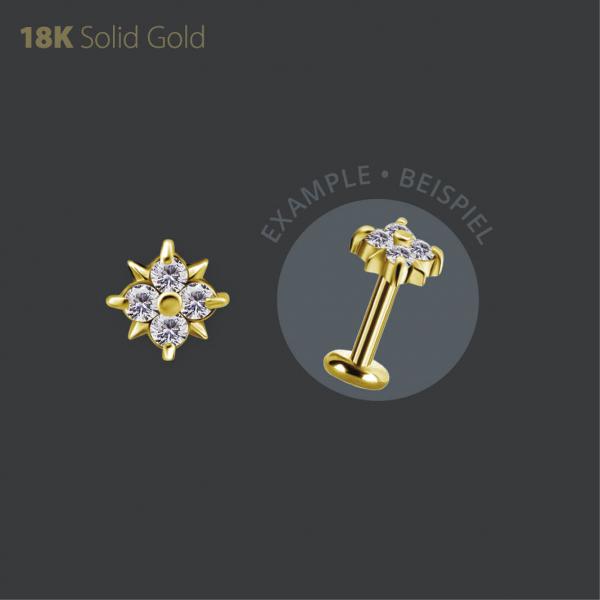 18K GOLD THREADLESS  ATTACHMENT SET W. PREMIUM ZIRCONIA