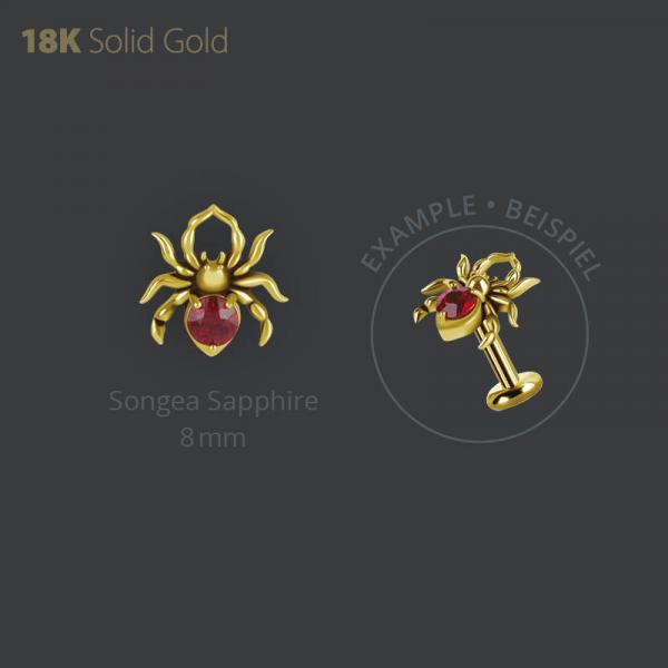 18K GOLD SPIDER ATTACHMENT SET W. GENUINE SONGEA SAPPHIRE