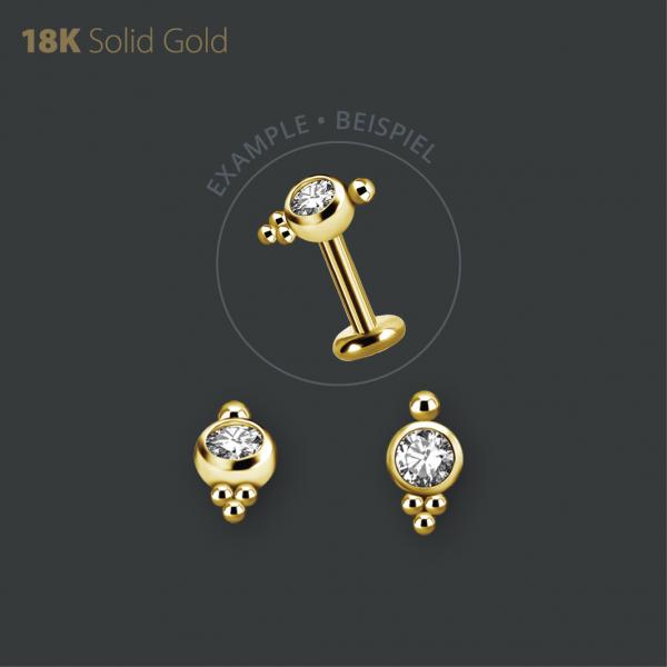 18K GOLD THREADLESS ATTACHMENT SET W. PREMIUM ZIRCONIA