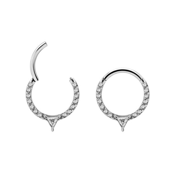 SS316L SEPTUM/DAITH CLICKER SET W. TRIANGLE CUBIC ZIRCONIA