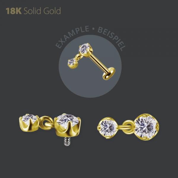 18K GOLD INTERNAL MICRO ATTACHMENT W. DANGLE SET W. PREMIUM ZIRCONIA