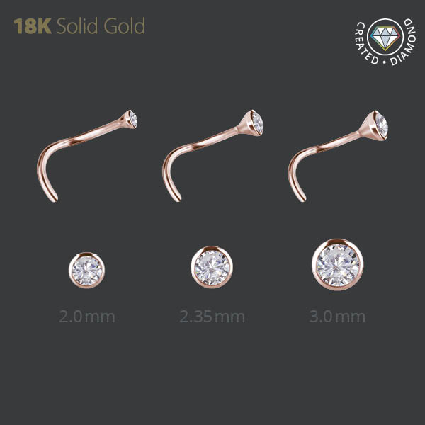 18K ROSE GOLD JEWELLED NOSESTUDS SET WITH LAB CREATED DIAMONDS