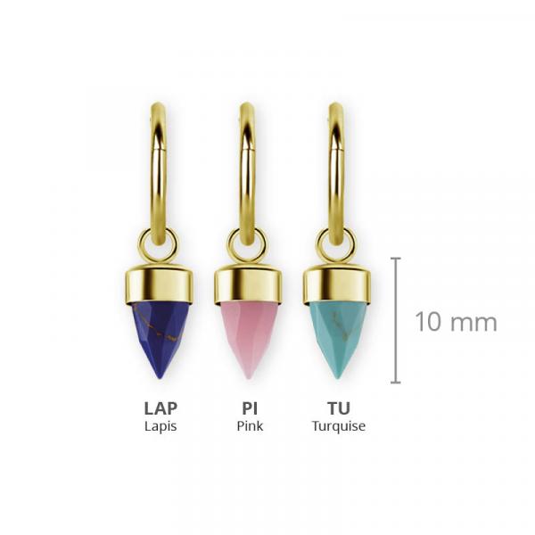 24K GOLD PVD SS316L CHARM FOR HINGE RING (IMITATION GEMSTONE BULLET)